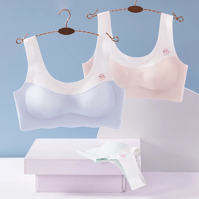 Y9232 Wholesale Comfortable Seamless Bra For Kids Ultra Thin Contrast Color Children Underwear