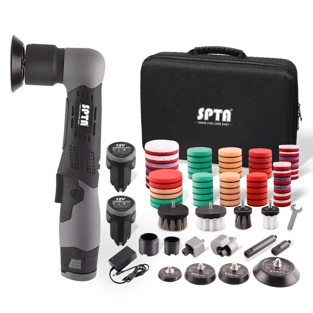 New Arrival SPTA Cordless Mini RO/DA Car Buffer Set with Polishing Pads for Car Detailing