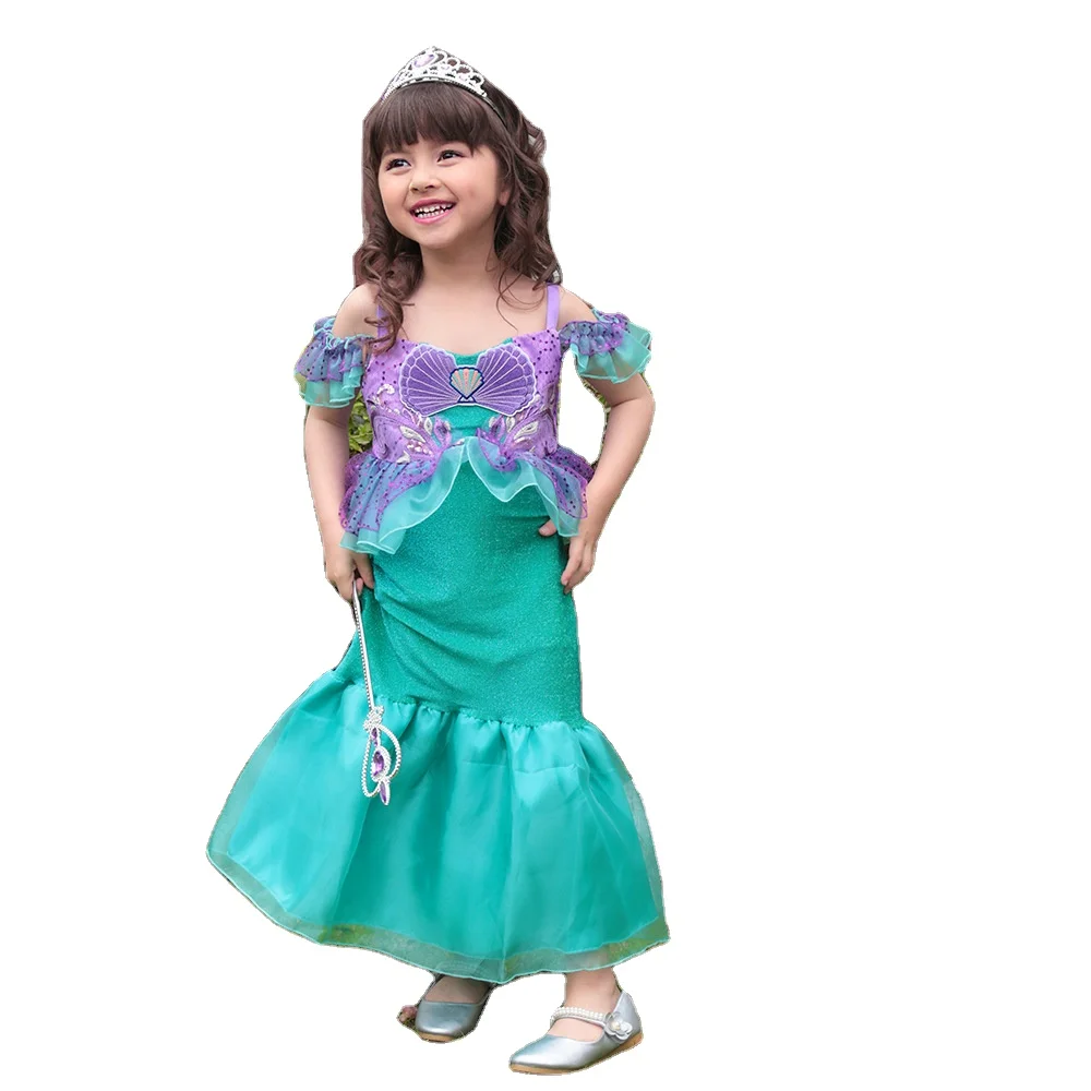 Children Halloween Clothing Girls Mermaid Ariel Princess Dress Cosplay Costume Kids Baby Girl Mermaid Dress Up Sets