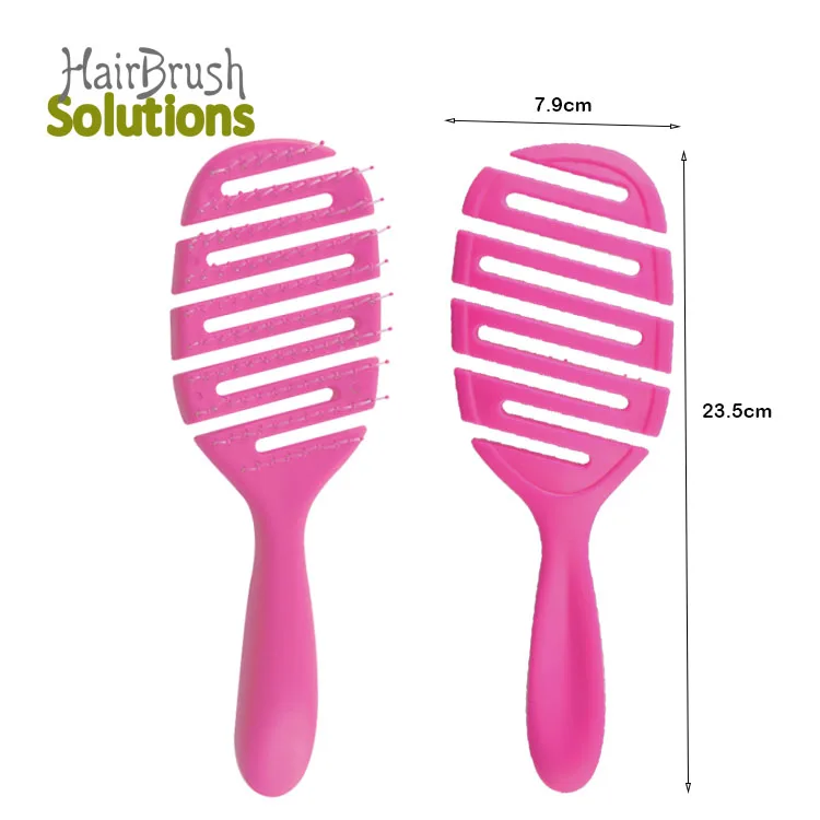 Customized Plastic Scalp Massage Curved Vented Detangling Brush Wave  Detangle Massage HairBrush
