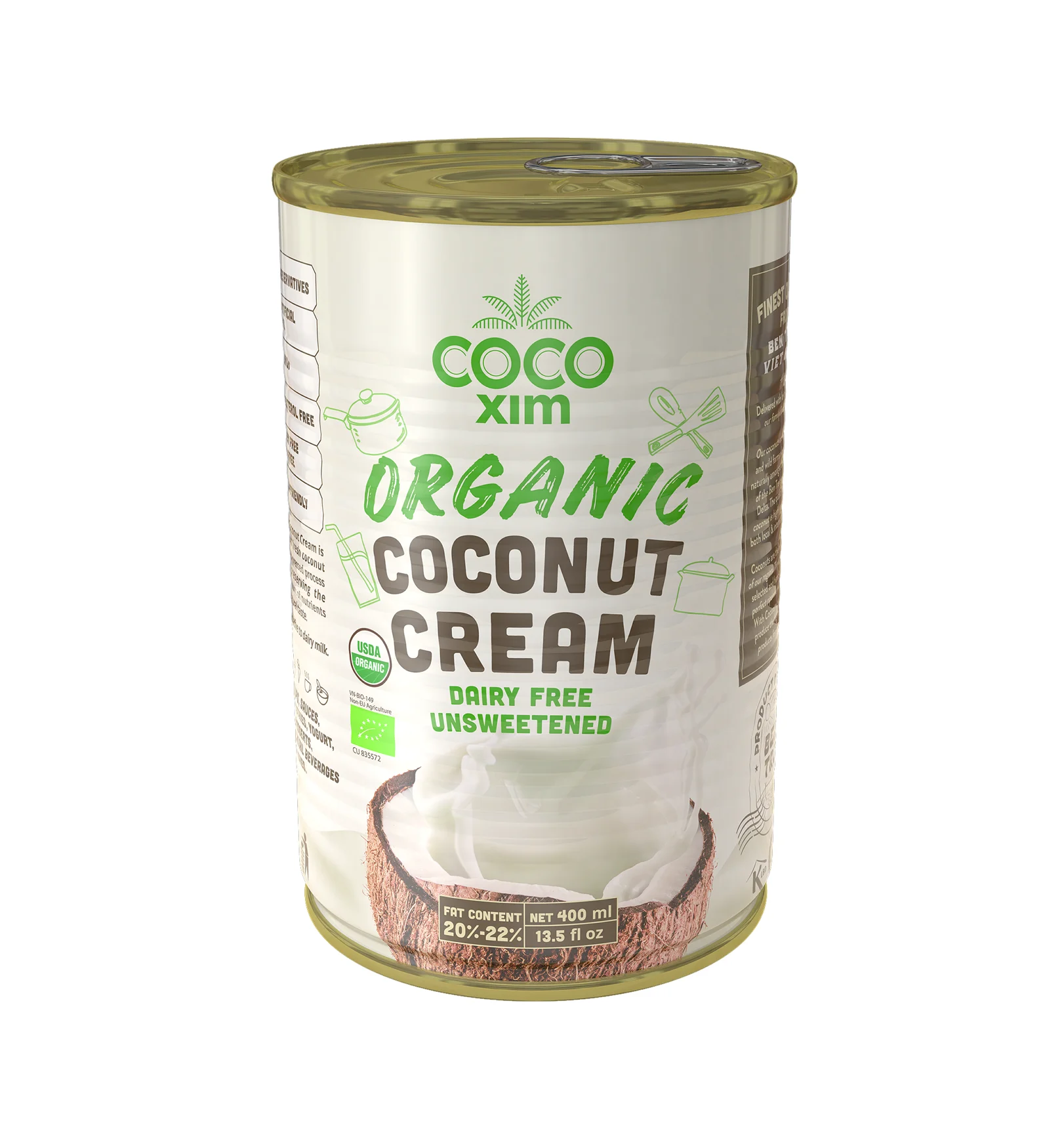 Wholesale High Quality 100% Coconut Milk Cream From Fresh Coconut Customized packaging in Can 400ml
