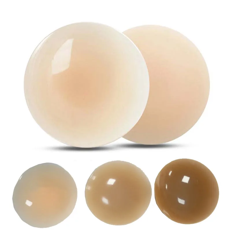 Custom Silicone Strapless Seamless Sticky Bras Washable Round Nipple Pasties Cover Reusable Invisible Adhesive Bra for Women