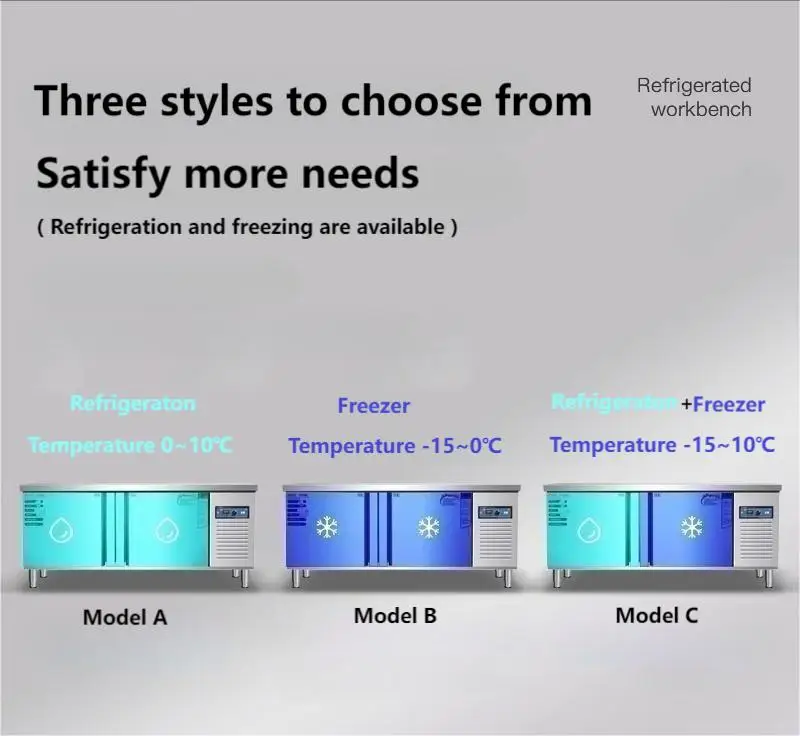 Single-Temperature Horizontal Stainless Steel Bar Fridge under Counter Freezer Air Cooler for Display Single-Chiller Type