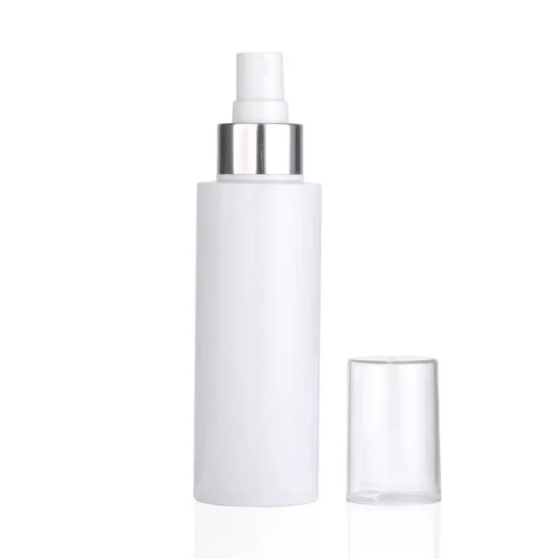 Customized Logo 100ml 120ml150ml 200ml 250ml Stocked  Skincare Silver Ring Transparent Plastic PET Shampoo Bottle Lotion Bottle