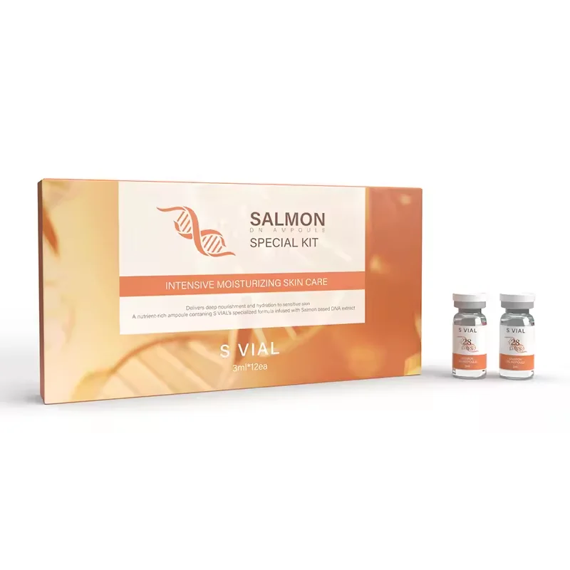 Private Label Salmon DN Ampoule 12 Days Salmon Stem Cell Serum for Intensive Moisturizing Skin Care Microneedle Ampoule Korea