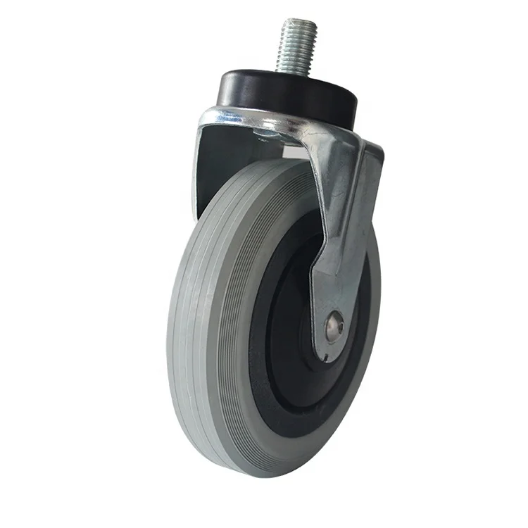 180mm Airport Trolley Handle Luggage Caster Gray Nature Rubber Wheels
