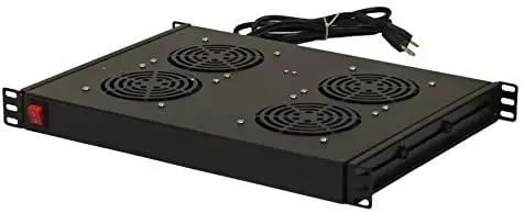Rack Cabinet Mounted Server 4 Fan Unit Cooling System with 4 Fans 110V Blk 1U