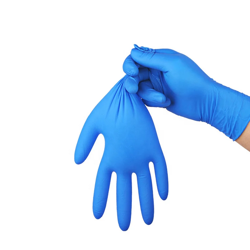 Disposable waterproof nitrile gloves xl size glove works nitrile anti-slip blue 100 box Anti-Static nitrile gloves