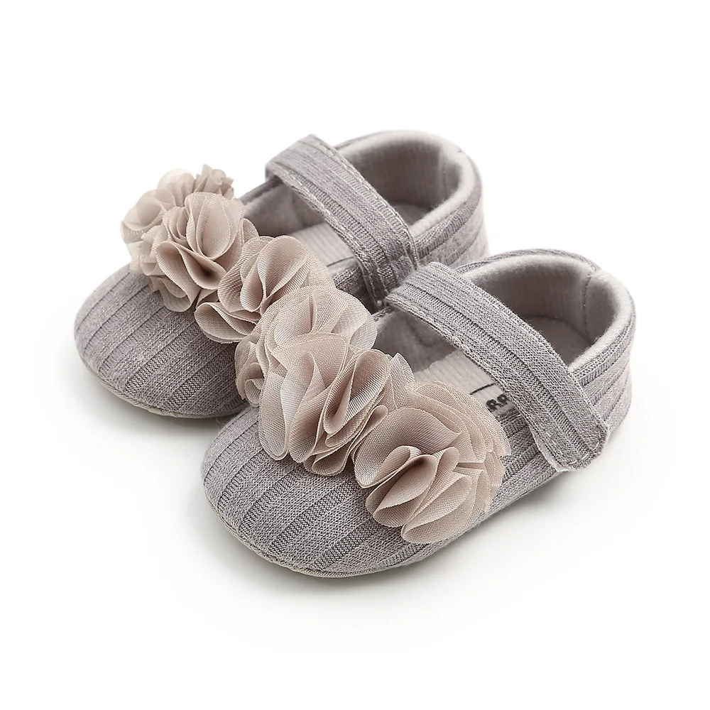 Guangzhou Suppliers Floral Newborn Soft Sole Girl Knitting Baby Shoes