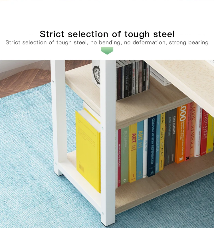 Steel wood desktop computer table desk bookshelf integrated computer desk for student with bookshelf