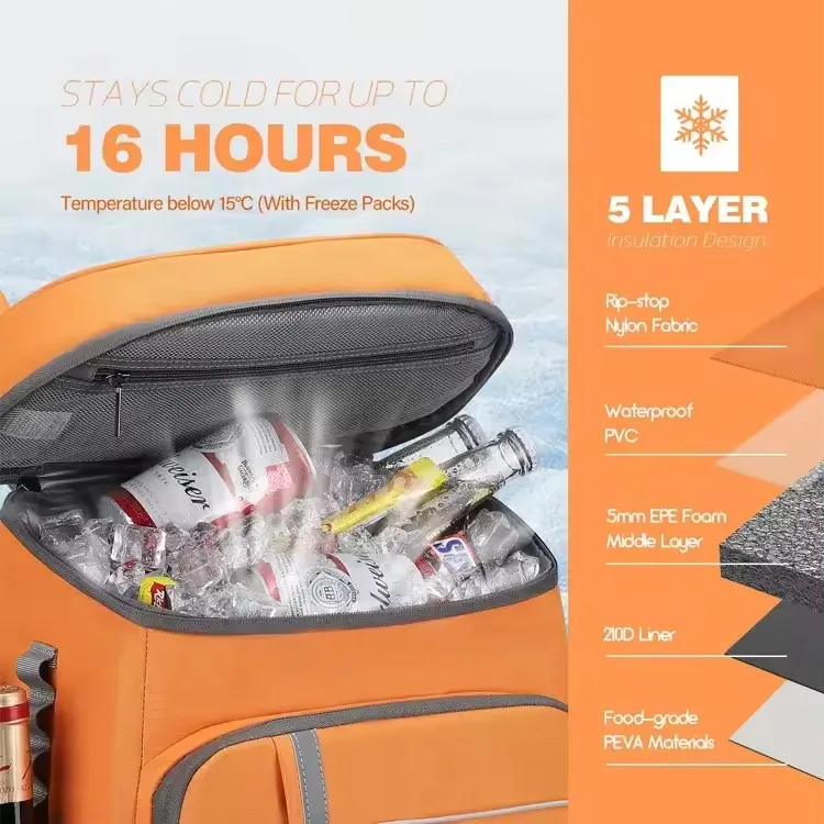 Wholesale Custom Large Capacity Reusable Travel Beach Insulated Cooler Bags Soft Leakproof Cooling Backpack