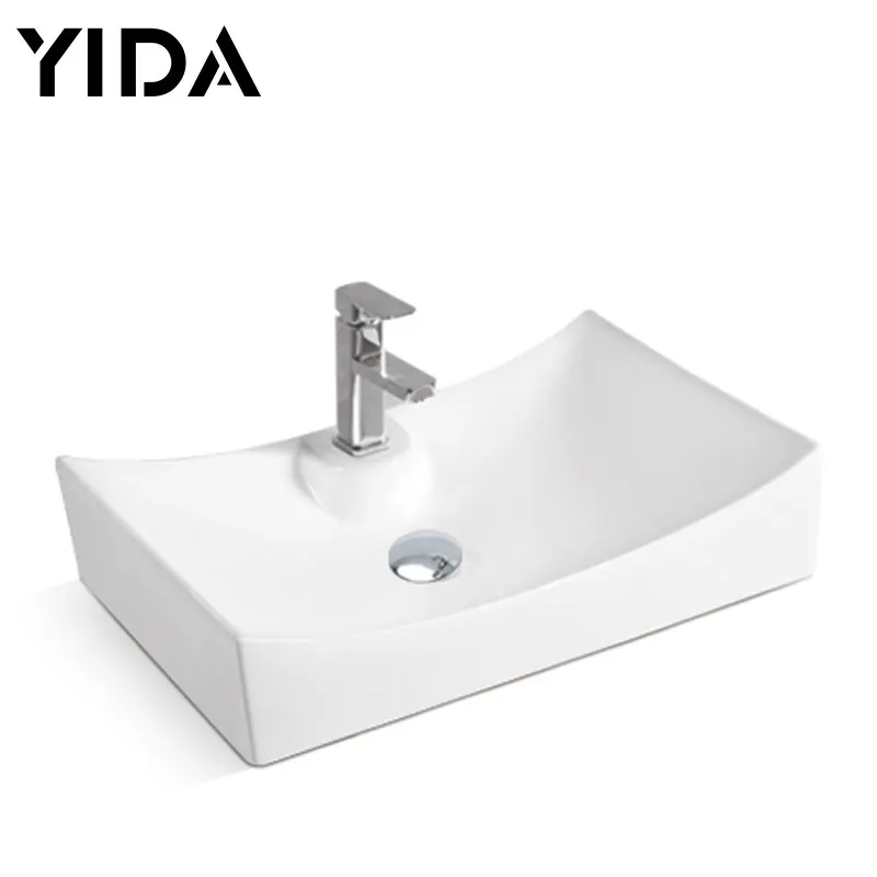 Hot Selling Small Freestanding Thin Popular Ceramic Bathroom Cabinet Hand Wash Art Countertop Basin