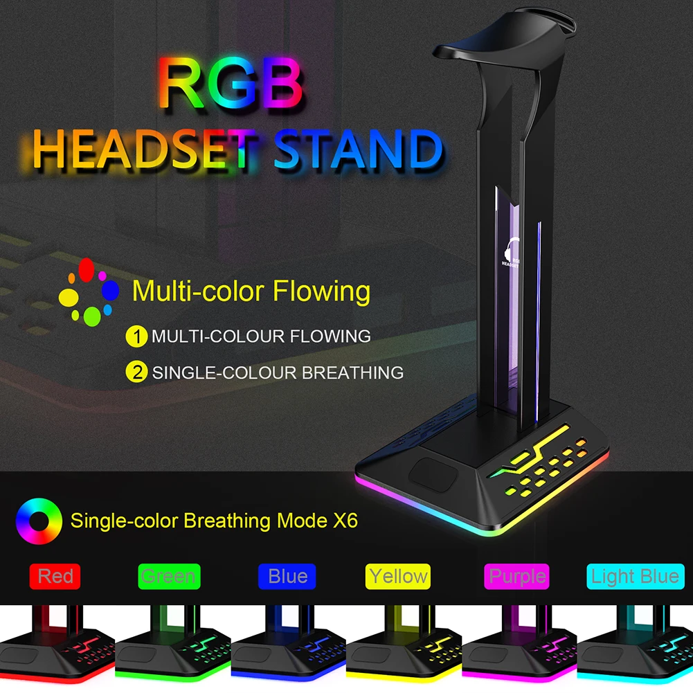 Подставка для Игровых Наушников RGB с двумя портами USB Type-C и