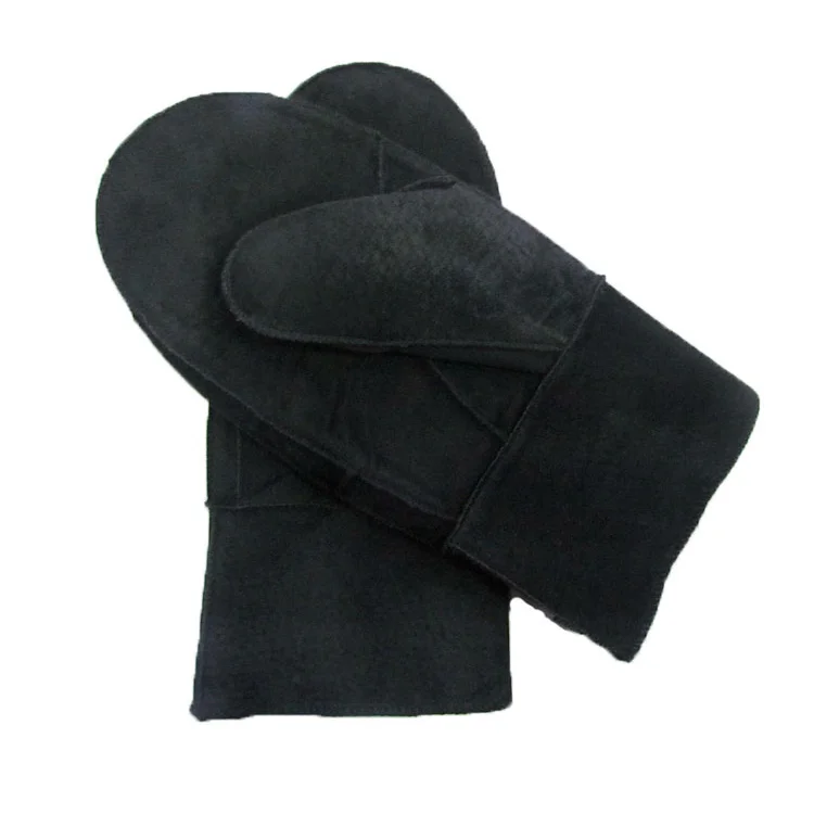 Real Sheepskin Leather Winter Snowboard Waterproof Sheep fur lined leather gloves in 2025