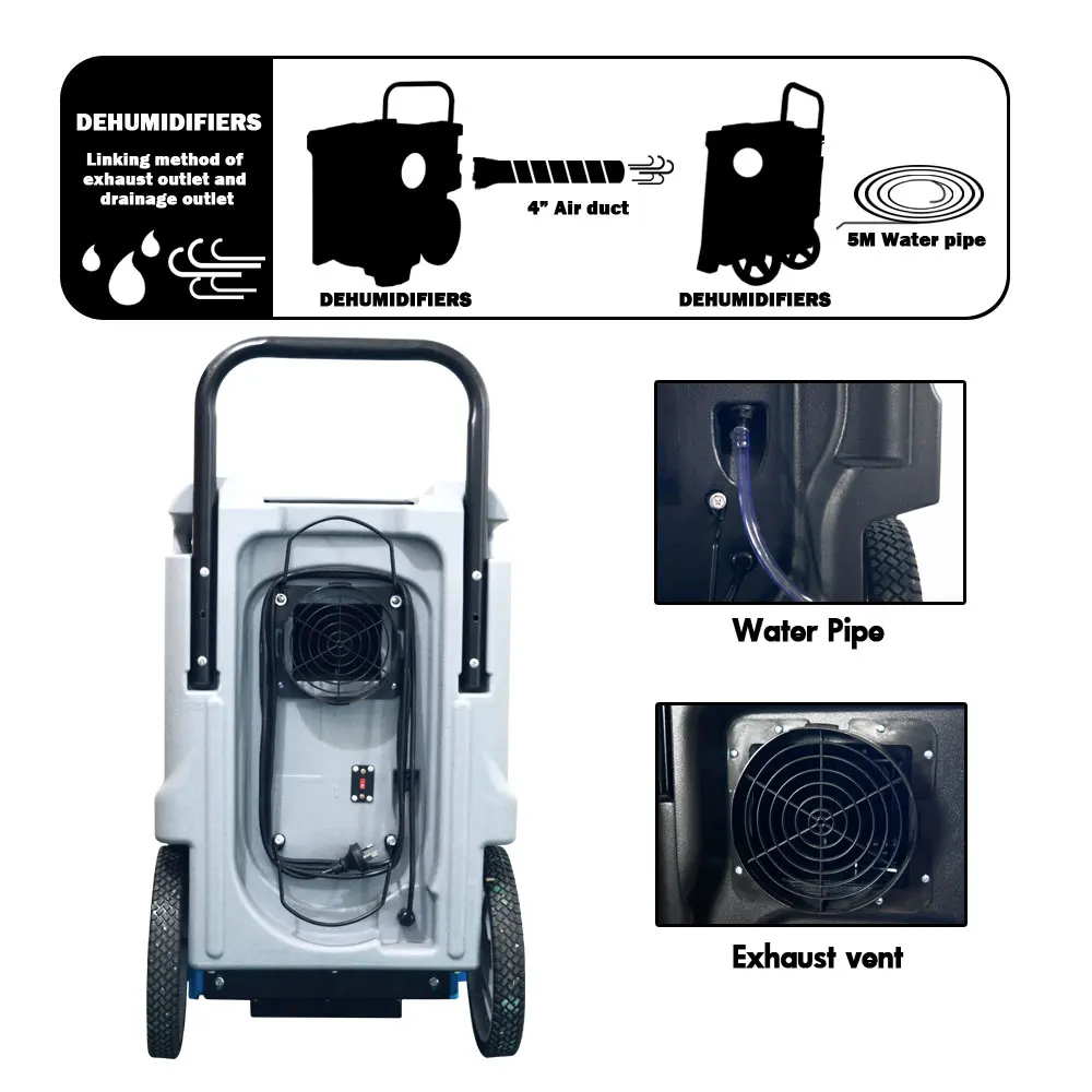 70L ETL CE Industry Compact Air Dryer Commercial LGR Roto Molding Dehumidifier with R410 R290 for Flood Water Damage restoration