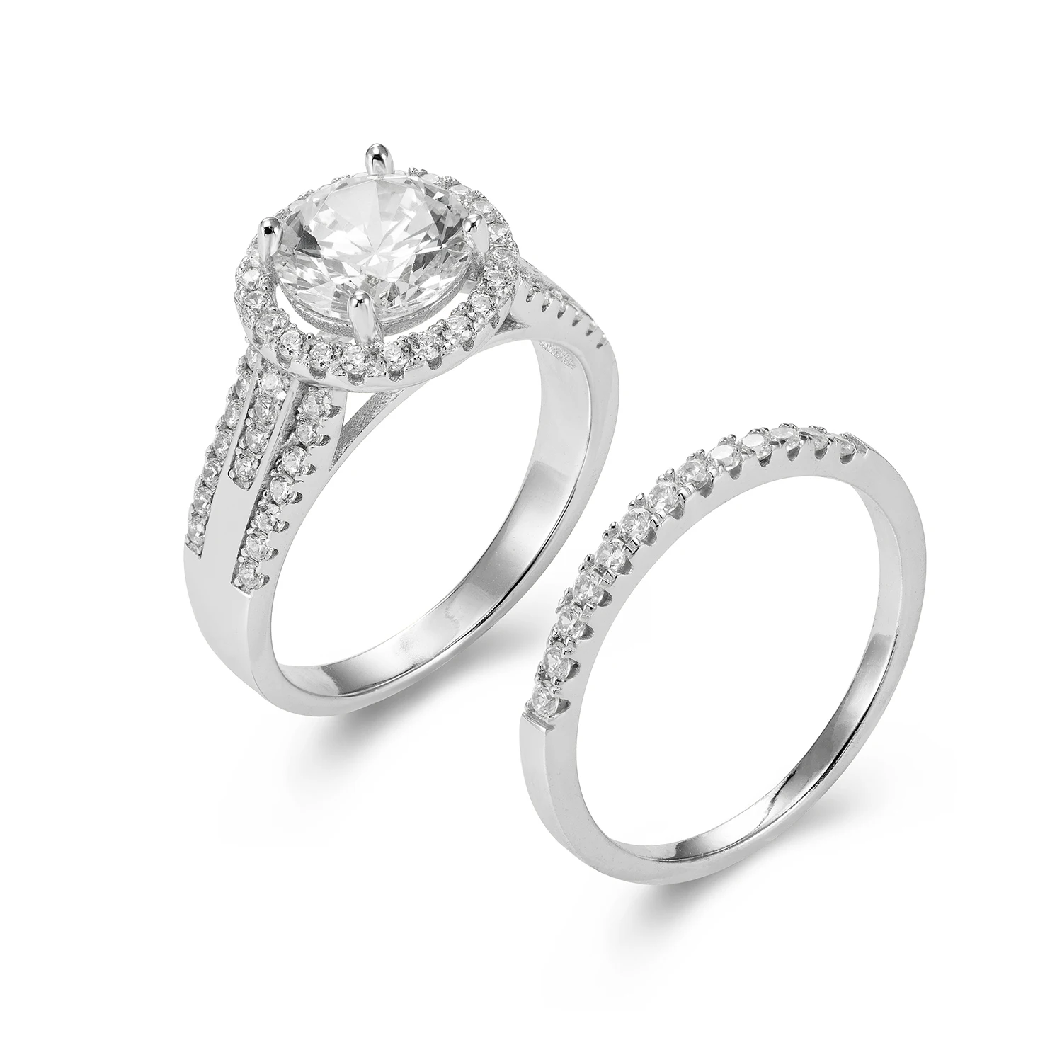 Jasen Custom 18K Gold Fashion Bling Bridal Jewelry engagement Ring Set 925 silver couple Wedding bling jewelry Ring Set