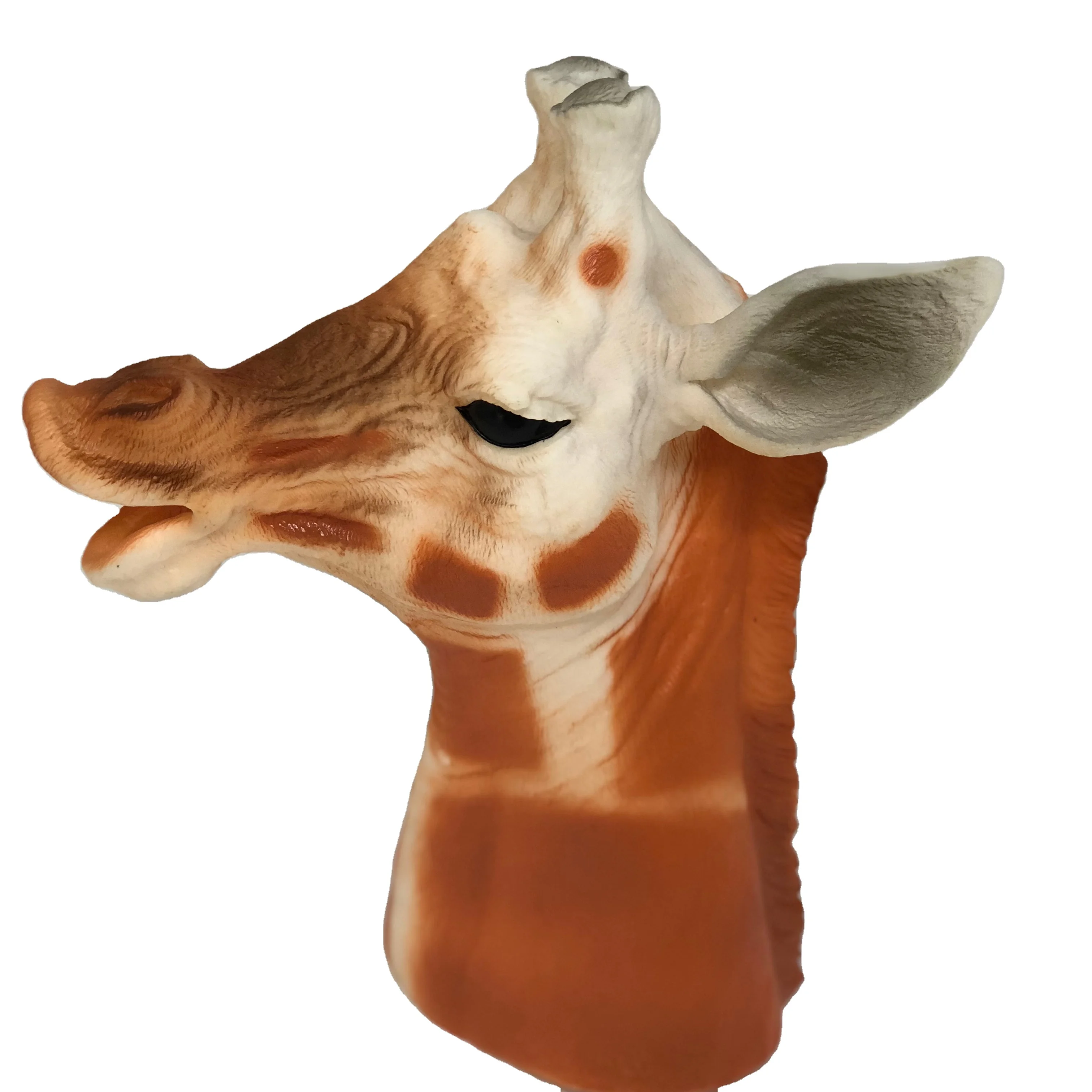 
Soft Rubber Giraffe Hand Puppet Realistic Latex Animal Giraffe Head Suitable for Creative Role Play Storytelling Teaching 
