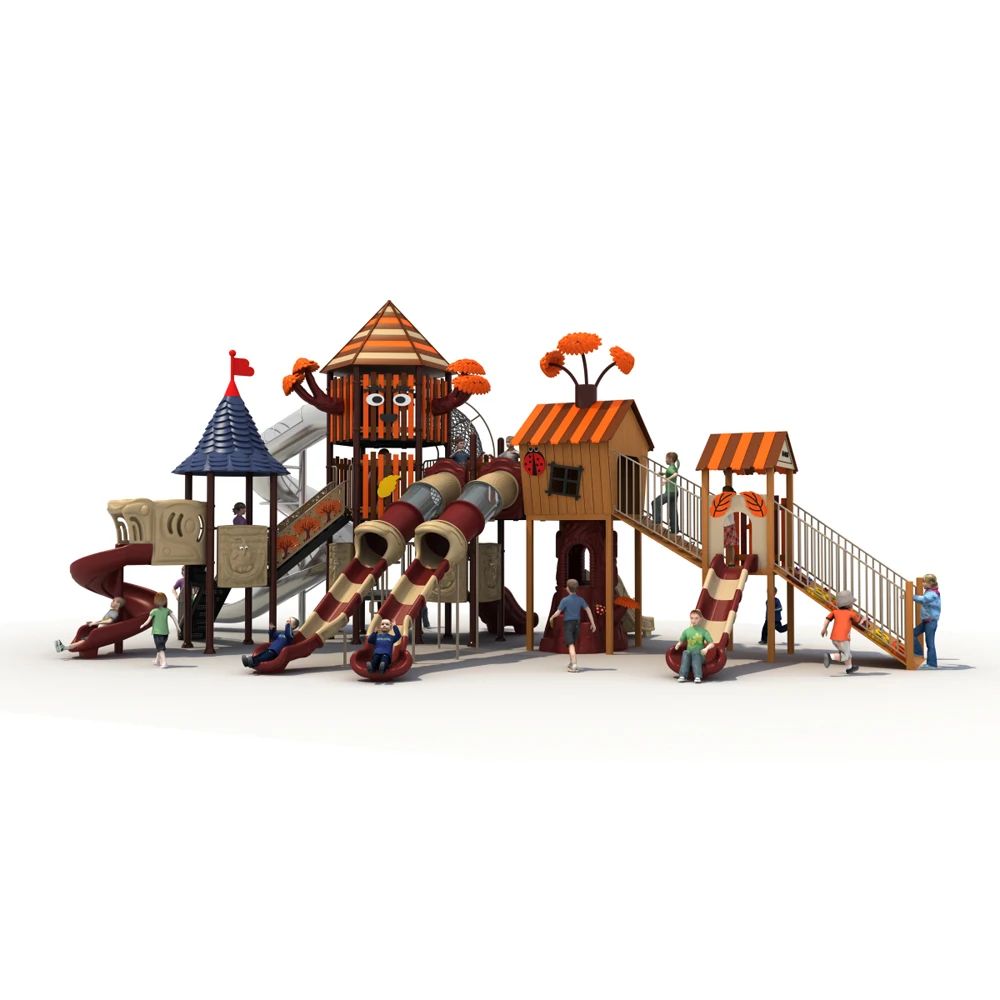 Kindergarten Tree House Kids Outdoor Playground Equipment Set Outdoor Plastic Slide Playground for Children