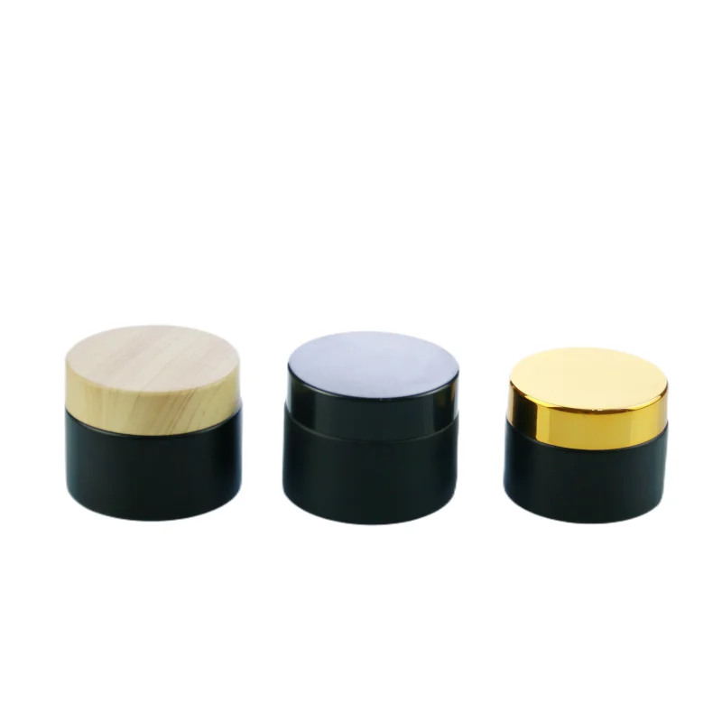Cheap Empty 5g 10g 15g 20g 30g 50g 100g Cream Lotion Container Matte Black Cosmetic Glass Jars with Lid