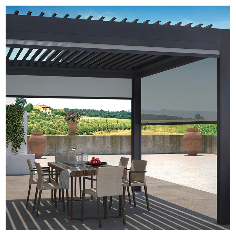 Wholesale stores waterproof pergola Motorized zip track roller blinds roll up screen outdoor blinds for rain prevention