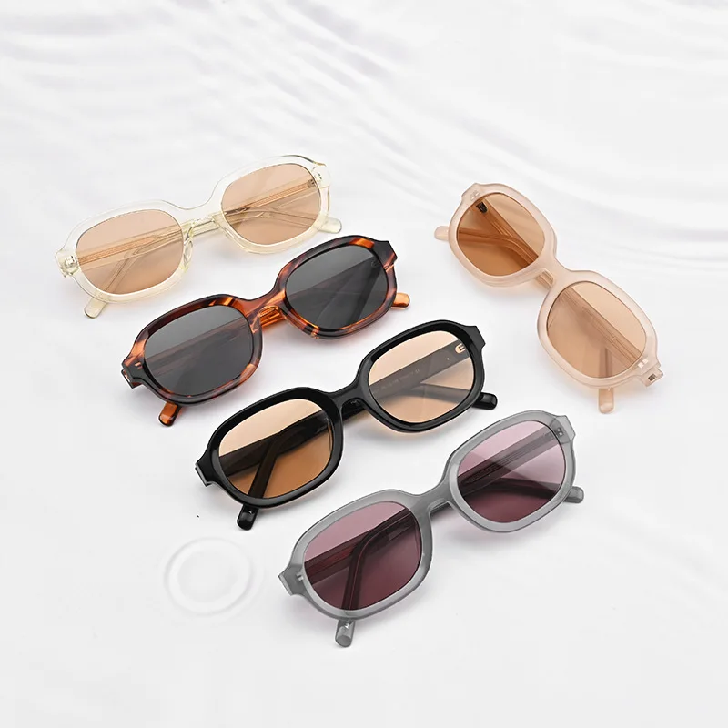 Мужские солнцезащитные очки с нейлоновыми линзами в квадратной оправе стиле ретро модные уличные 2024 высококачественные ацетатным логотипом на заказ