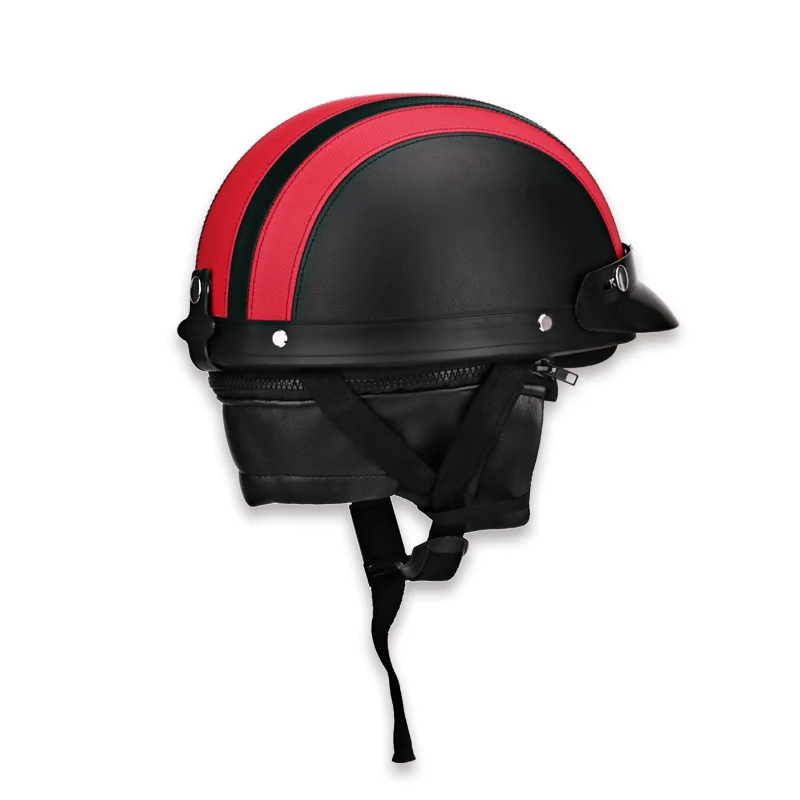 
Military Style Retro Half Pilot Helmet Motorcycle Men Women Leather Vintage 3/4 Open Face Helmet Scooter Bike Moto 