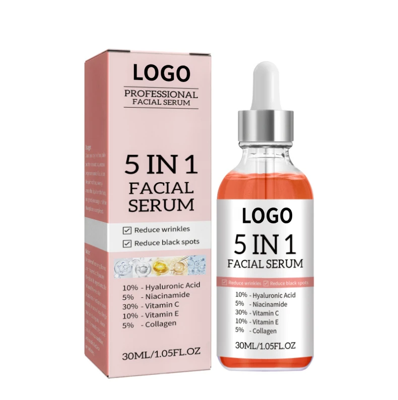 ODM OEM  Private Label Organic Face Skin Care Anti Aging Reduce Wrinkles 5 IN 1Facial Serum