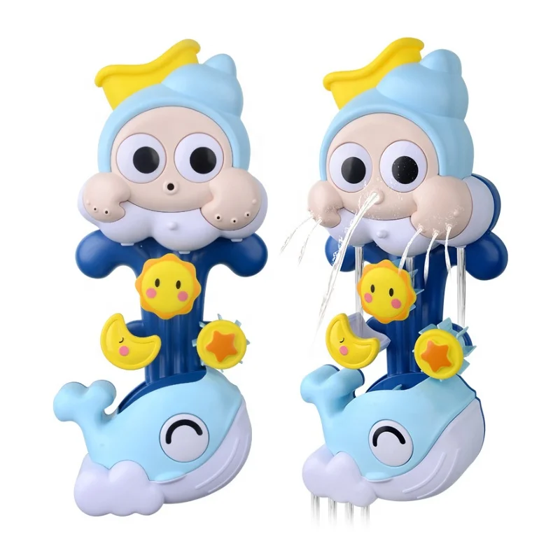 Baby Bathroom Shower Toy Pump Water Waterfall Spray Whale Baby Bath Toy