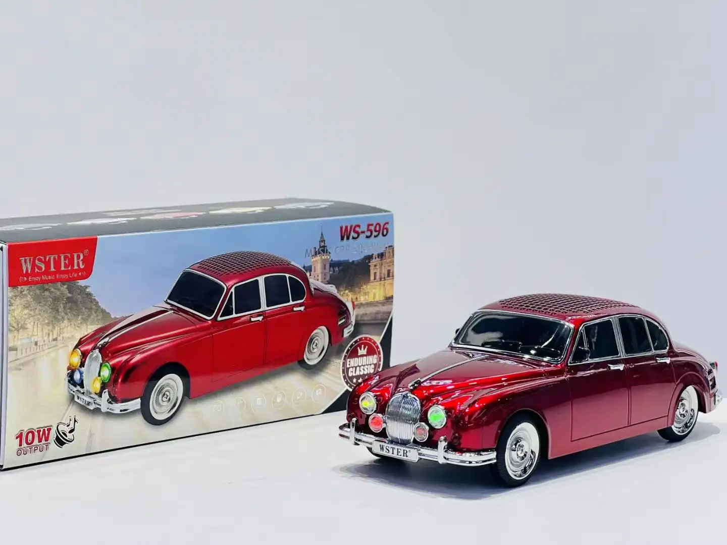 10W Bass Retro Classic Outdoor Portable Home Wireless WS-596 RGB BT Car Speaker Music Car Wster 1500mah Roadster Jaguar Mark