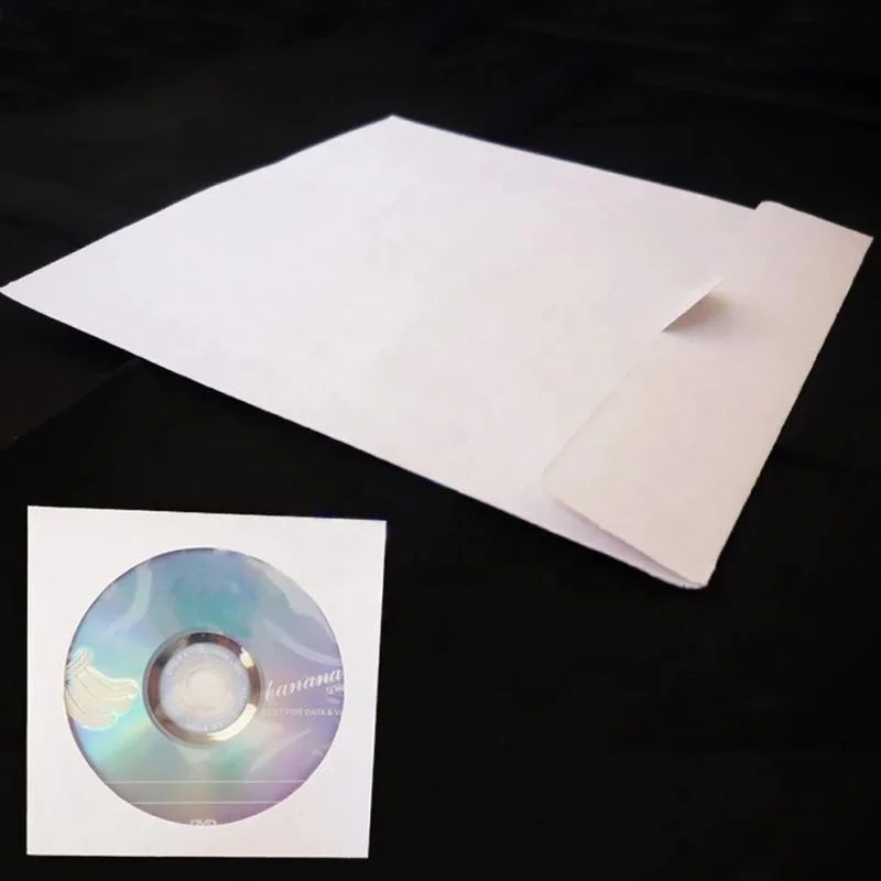 shantou factory supply good quality White Paper CD DVD Disc Sleeves Window Flap Envelope 80g