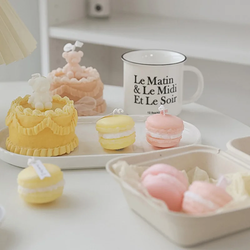 Home Decor Creative Cute Simulated Desserts Food Shaped Macaroon Scented Candle for Party Decor