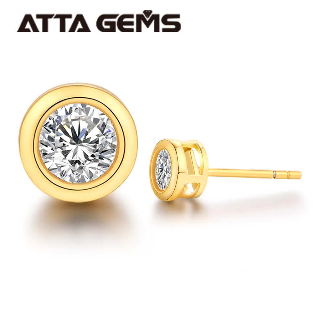 14K 10k gold D Color VVS 4mm Round Cut Moissanite Studs Earrings 925 Sterling Silver Fine Jewelry For Her