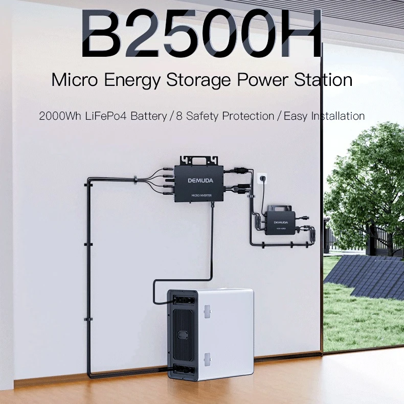 DEMUDA Plug in Balcony Power Plant Storage Battery 2240WH lifepo4 For Inverter Solar System Complete Home On Grid Solar System