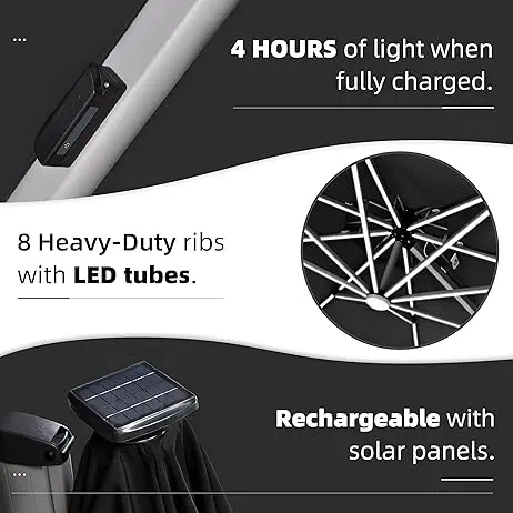 Beach Umbrella Outdoor sun garden parasol umbrella Patio Umbrellas with LED light