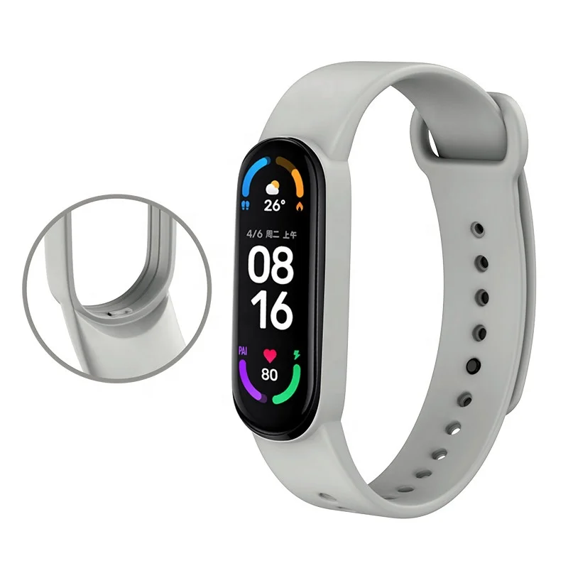  Оптовая продажа с фабрики трендовые продукты силиконовый ремешок для браслета Xiaomi Mi Band 6