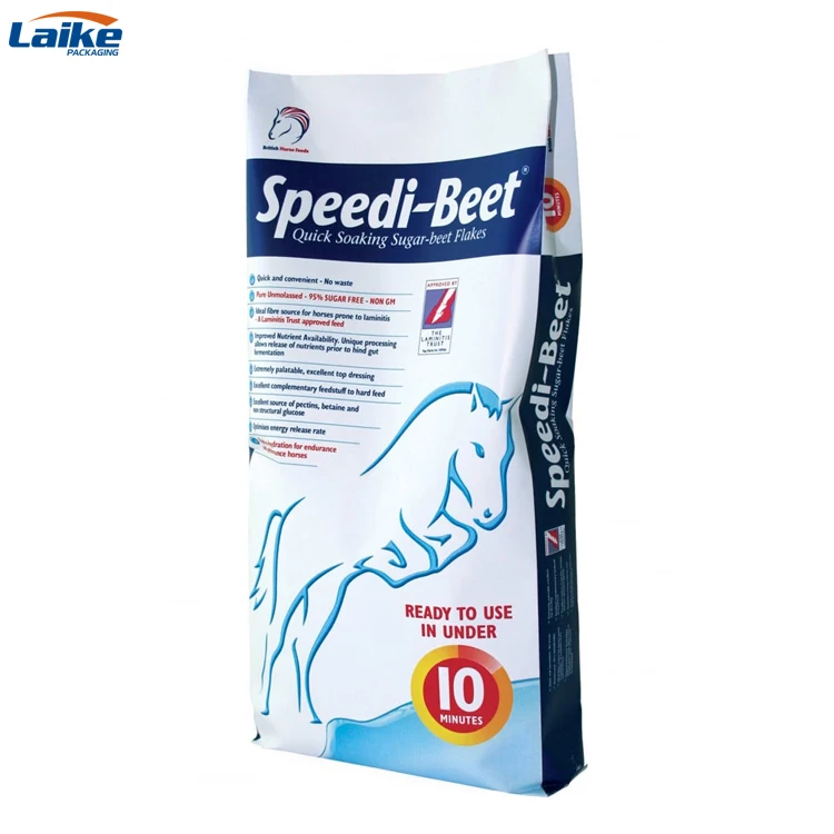 Custom design plastic cat litter food packaging 10kg poly feed bag bopp laminated woven polypropylene sacks with handle