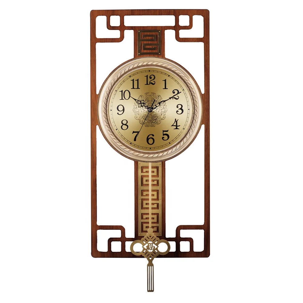 Hot Selling Chinese Design Brass Alloy Pendulum Swing Single Wall Clock Home Decor