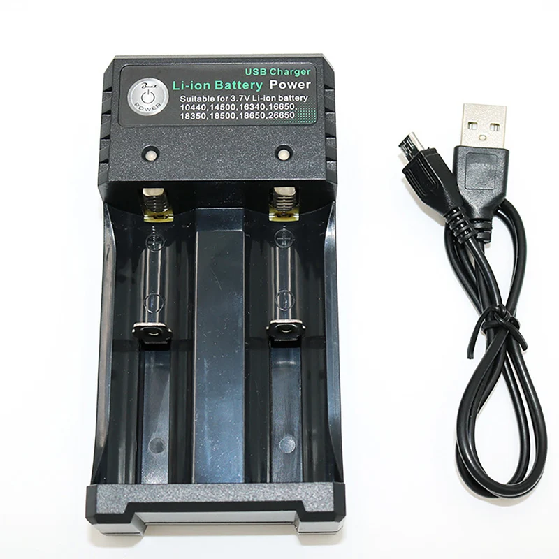  18650 charger double slot USB strong light flashlight 3.7V cylinder lithium