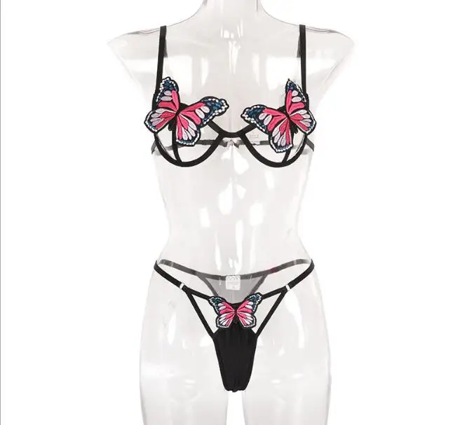New Arrival Sexy Open Bra Women Sexy Butterfly  lingerie Set