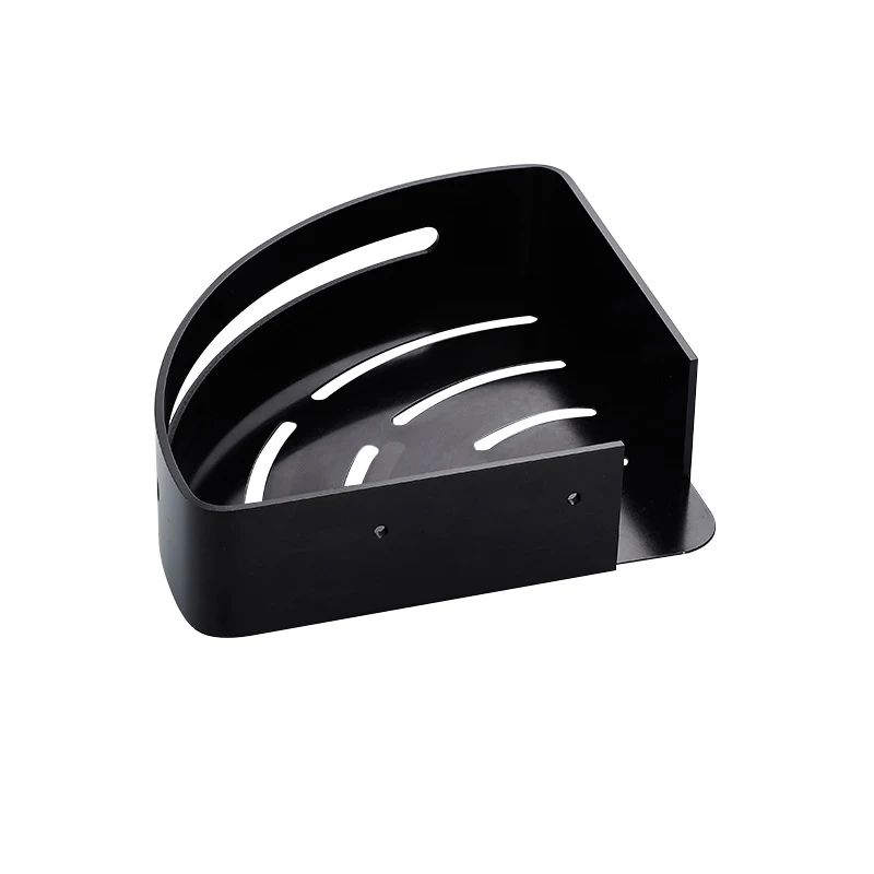 Aluminum Rustproof Shower Corner Caddy No Drilling Adhesive Black Bathroom Basket Shelf with Hooks