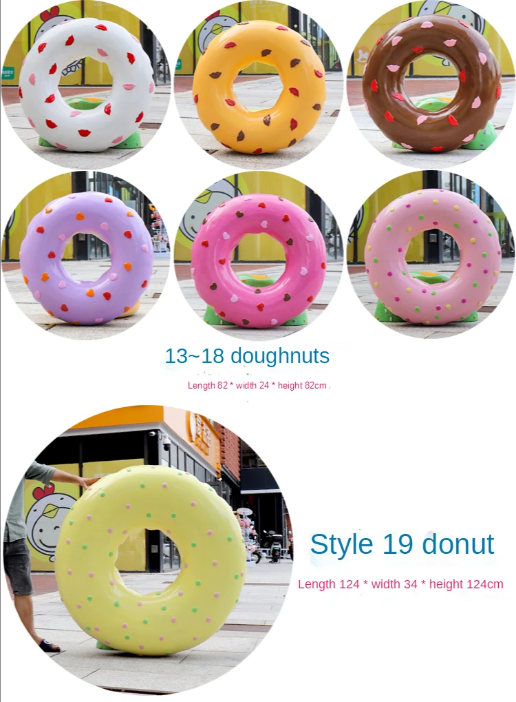 mall decoration Outdoor giant ice cream cones sculpture resin  fiber glass sculpture for ice cream donut decorations