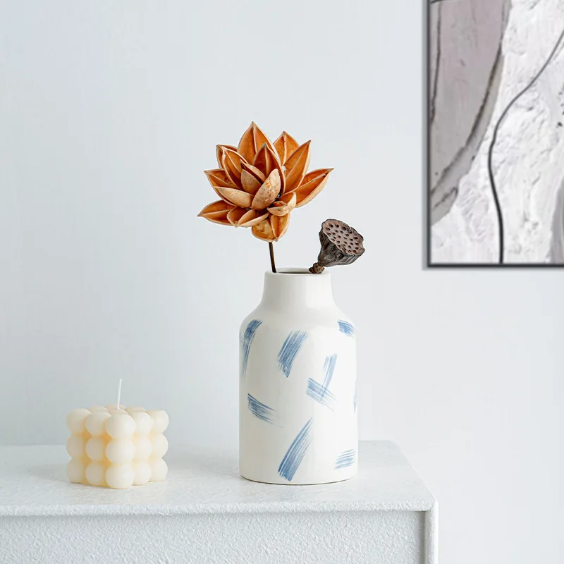 High-End Hydroponic Fresh Flowers Ceramic Vases Hand-Drawn Floral Arrangements Dried Home Desktop Decorative Sets