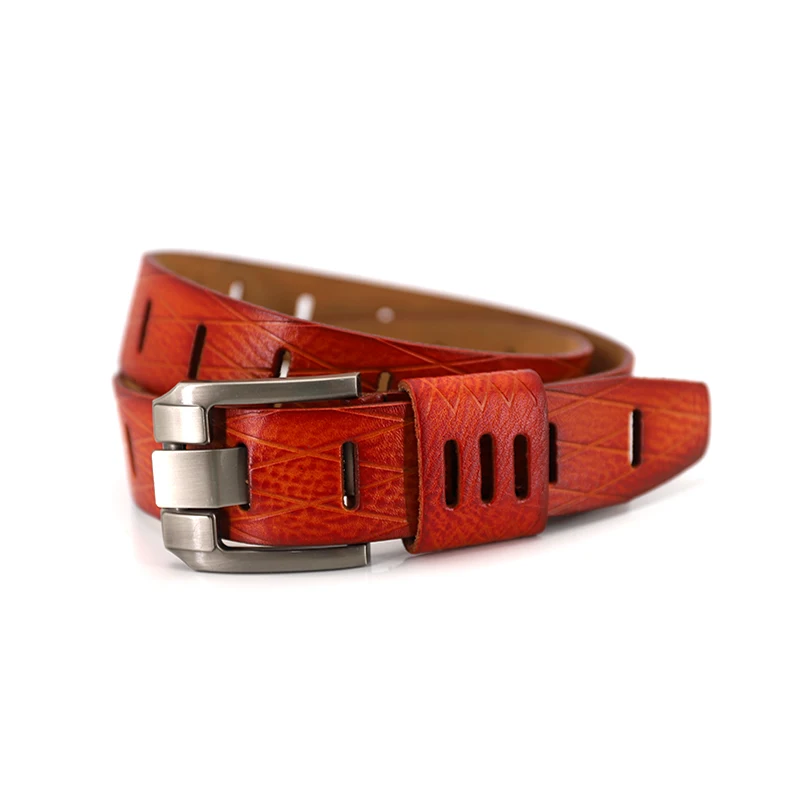 Trend 2022 Bright Color leather belt with luxury high quality 100%Pure Cow Leather with custom belt buckle