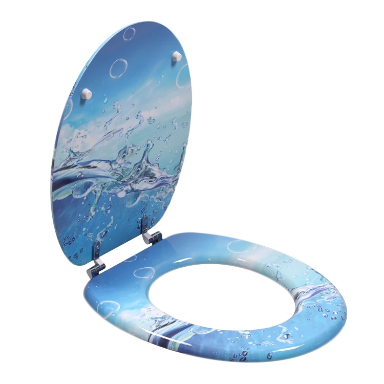 Bofan Molded Wood UV Water feature handicap printed classic best cheap beautiful striped Elongated toilet seats