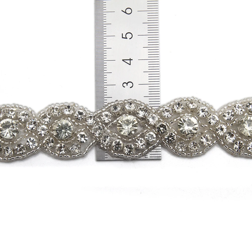 wholesale bling rhinestone trim Accessories Sew on Hot-fix bodice applique white wedding dress Crystal belt