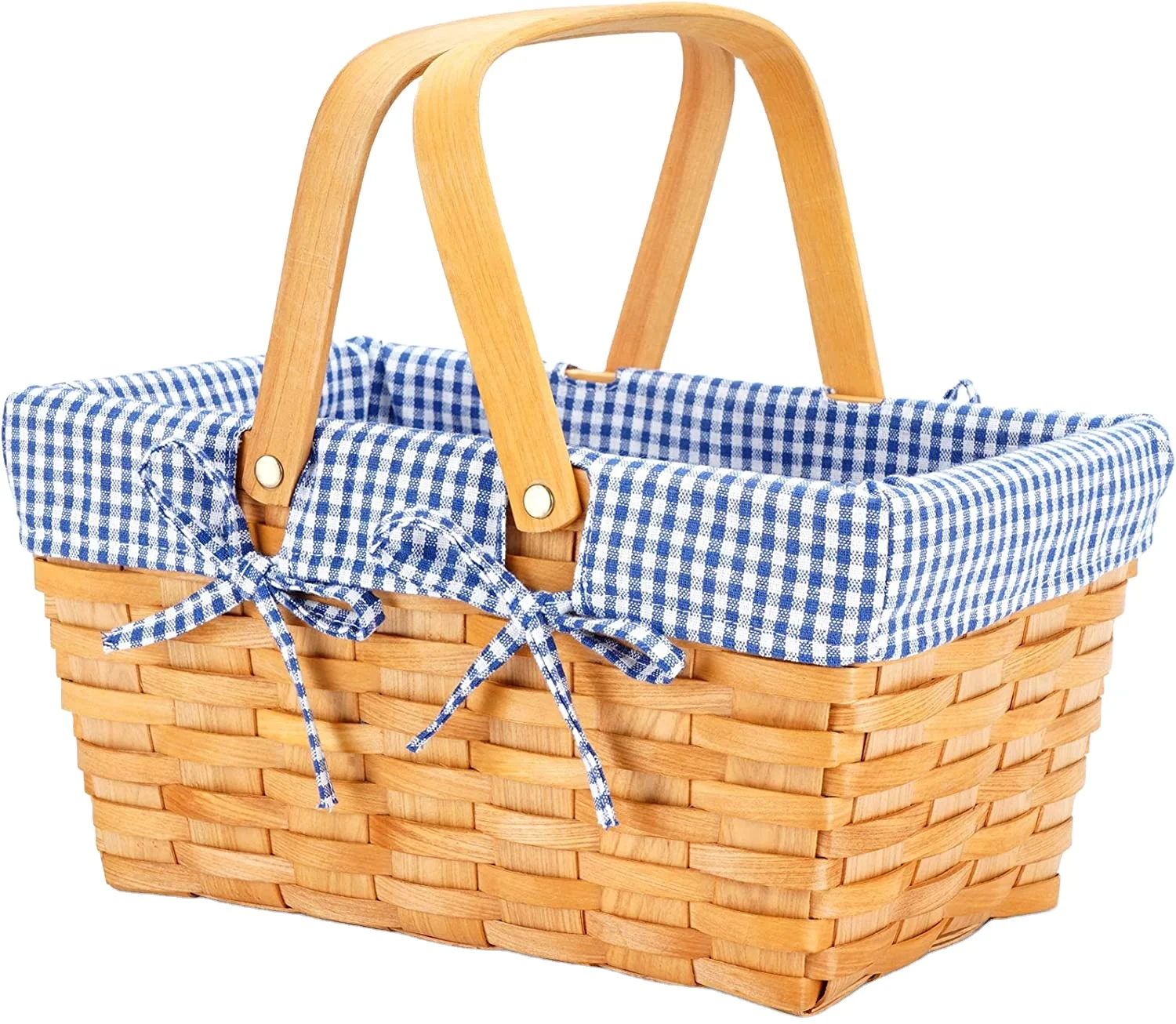 woodchip mini Willow wicker rattern woven Picnic set Basket with Handle for Camping Natural Hand Woven Basket