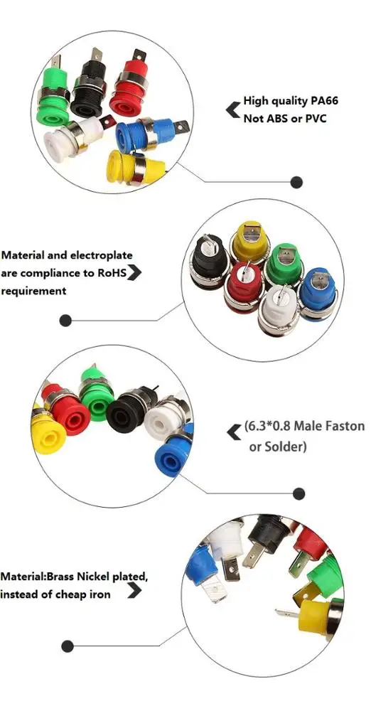 High quality 5 Color banana socket 4mm Nickel Plated Binding Post Banana Jack Plug Socket