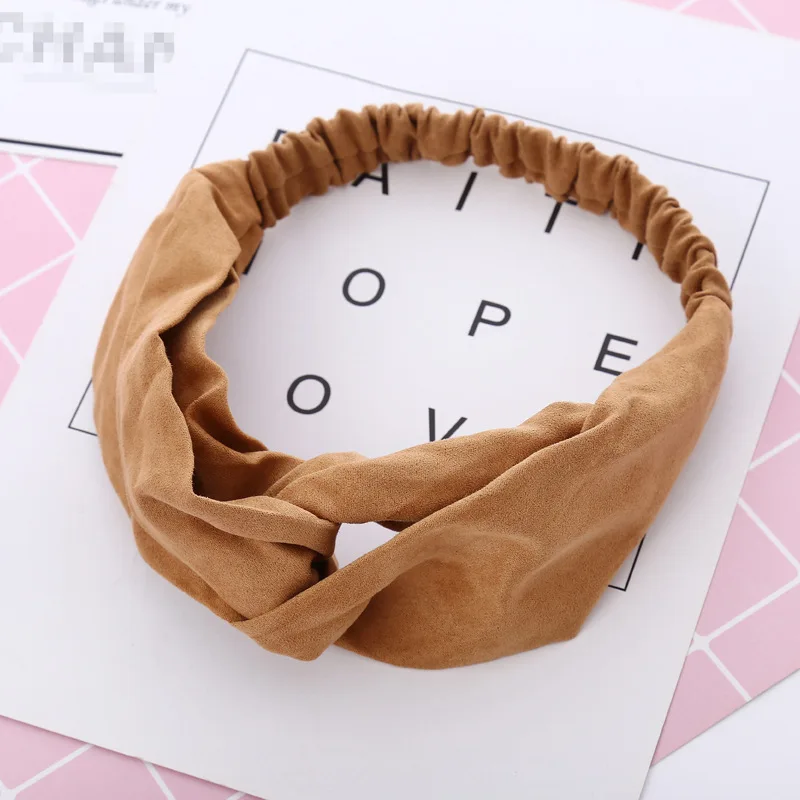 Fashion Spring Autumn Women Girls suede solid hair band elastic Headband