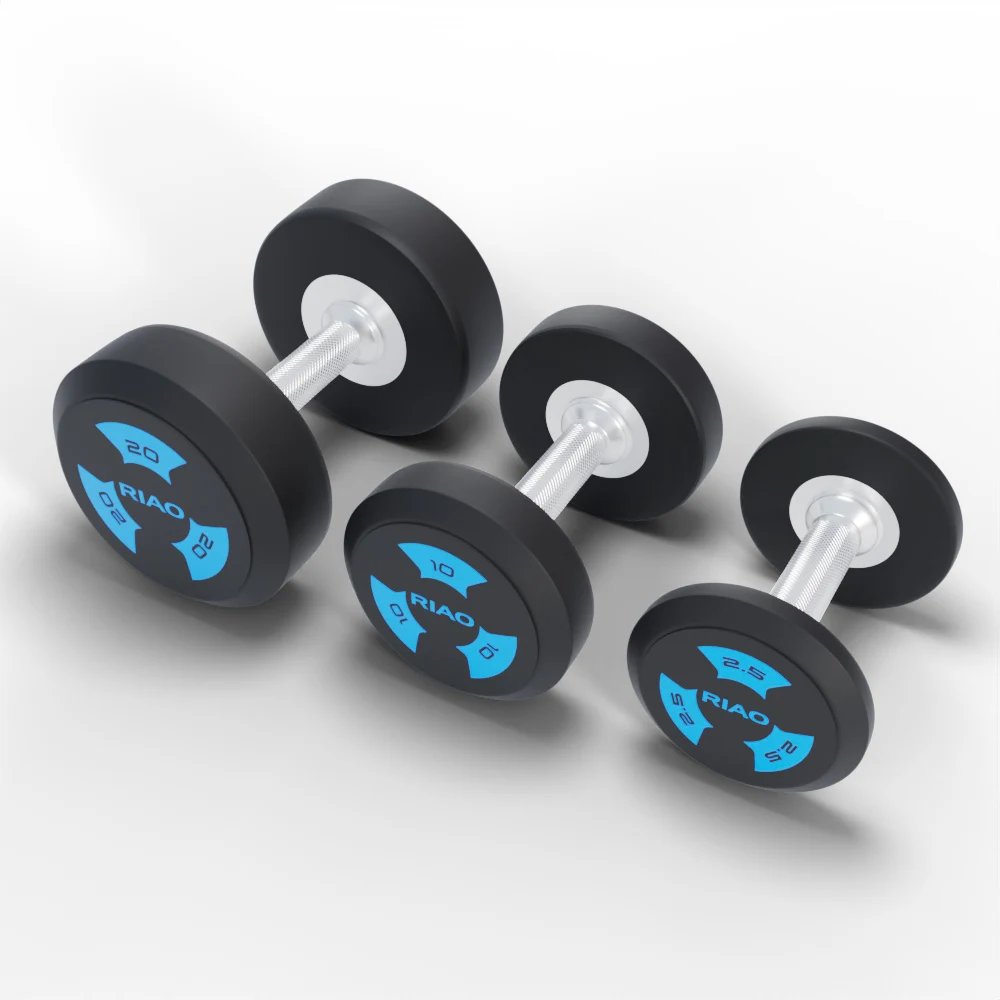 High Quality Wholesale Free Weights kg lbs Manufacturer PU Round Head Dumbbell Gym Dumbbells