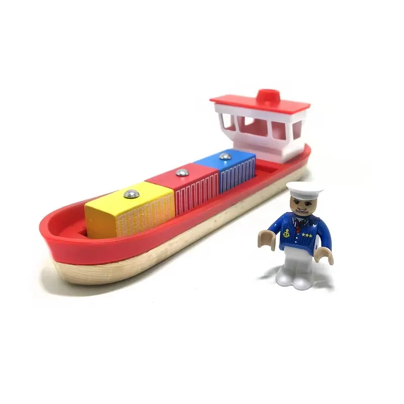 Wooden Dock Loading Crane Cargo Ship Scene Compatible With Train Children Track Series Toy Accessories